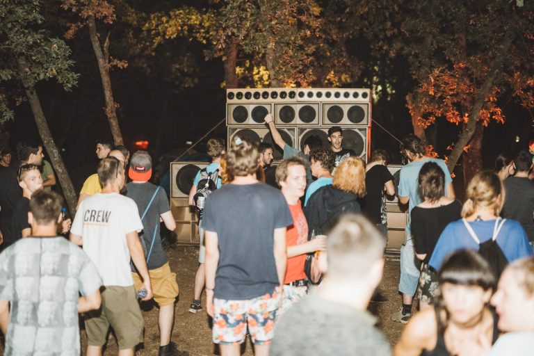 Publika pleše u ispred soundsystema u šumi na "Pandemonium Festivalu"